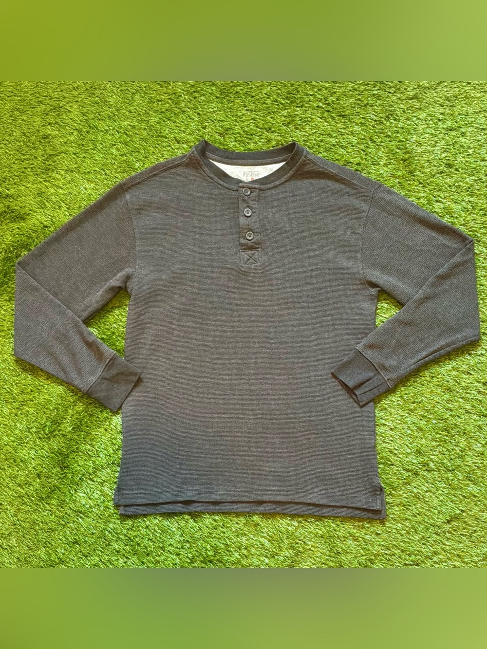 Redhead Brand Charcoal Grey Waffle Knit Henley Long Sleeve Shirt